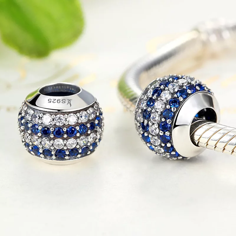 (imagen para) Charm estilo Pandora de plata con tonos azules de la costa - SCC104 - Ver 3
