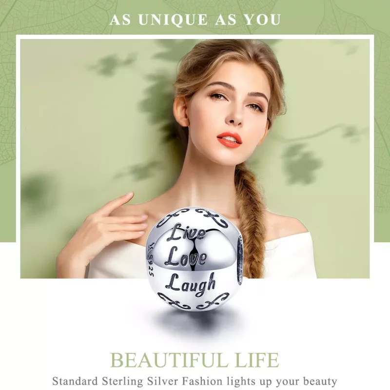 (imagen para) Charm estilo Pandora de plata "Mi Vida Feliz" - SCC966 - Ver 6