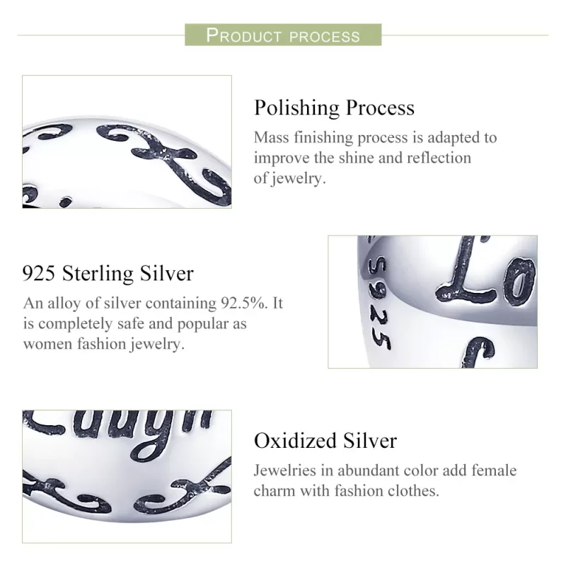 (imagen para) Charm estilo Pandora de plata "Mi Vida Feliz" - SCC966 - Ver 7