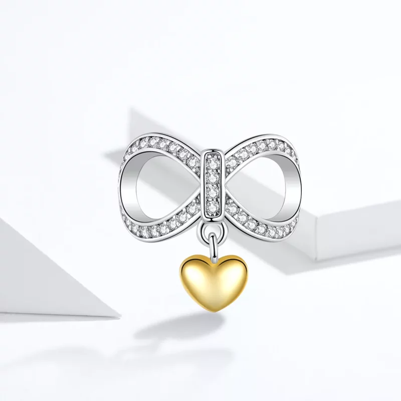 (imagen para) Charm estilo Pandora de plata y oro chapado en infinito amor - SCC1300 - Ver 4