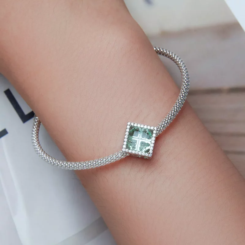 (imagen para) Charm estilo Pandora de trébol de cuatro hojas - BSC667 - Ver 6