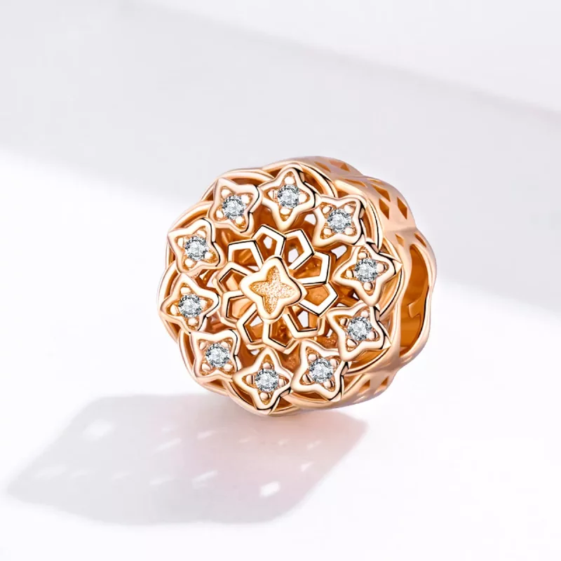 (imagen para) Charm estilo Pandora de ventana de rosa en oro rosa - SCC1279 - Ver 2