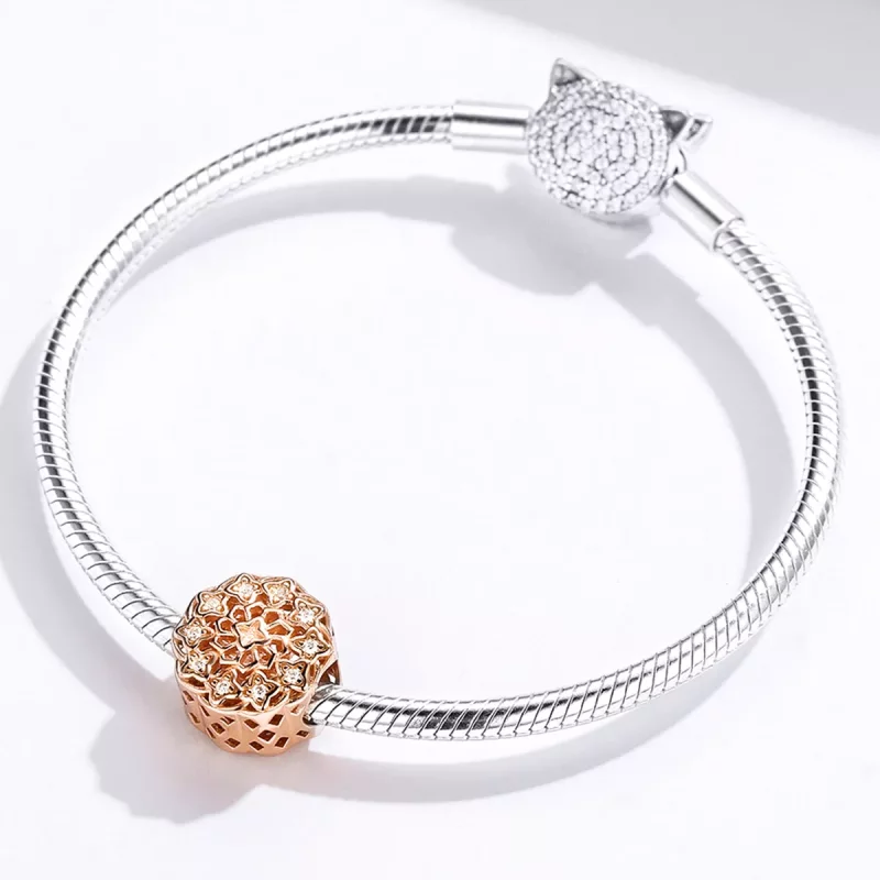(imagen para) Charm estilo Pandora de ventana de rosa en oro rosa - SCC1279 - Ver 3