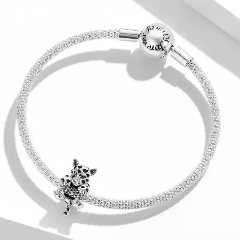(imagen para) Charm estilo Pandora divertido de pequeño guepardo - BSC556 - Ver 3
