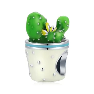 (imagen para) Charm estilo Pandora en forma de maceta de cactus - SCC2019