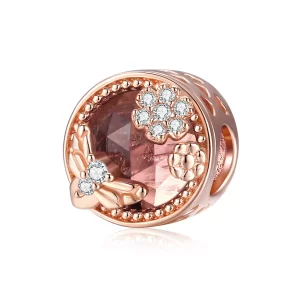 (imagen para) Charm estilo Pandora en oro rosa con diseño de jardín secreto - BSC389