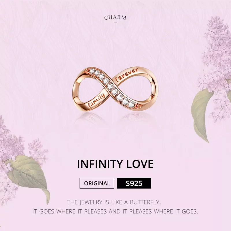 (imagen para) Charm estilo Pandora en oro rosa con símbolo de infinito - SCC1146-C - Ver 2