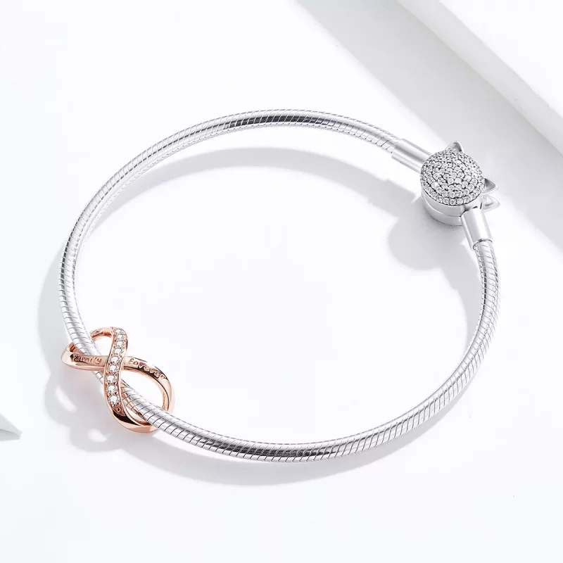 (imagen para) Charm estilo Pandora en oro rosa con símbolo de infinito - SCC1146-C - Ver 3