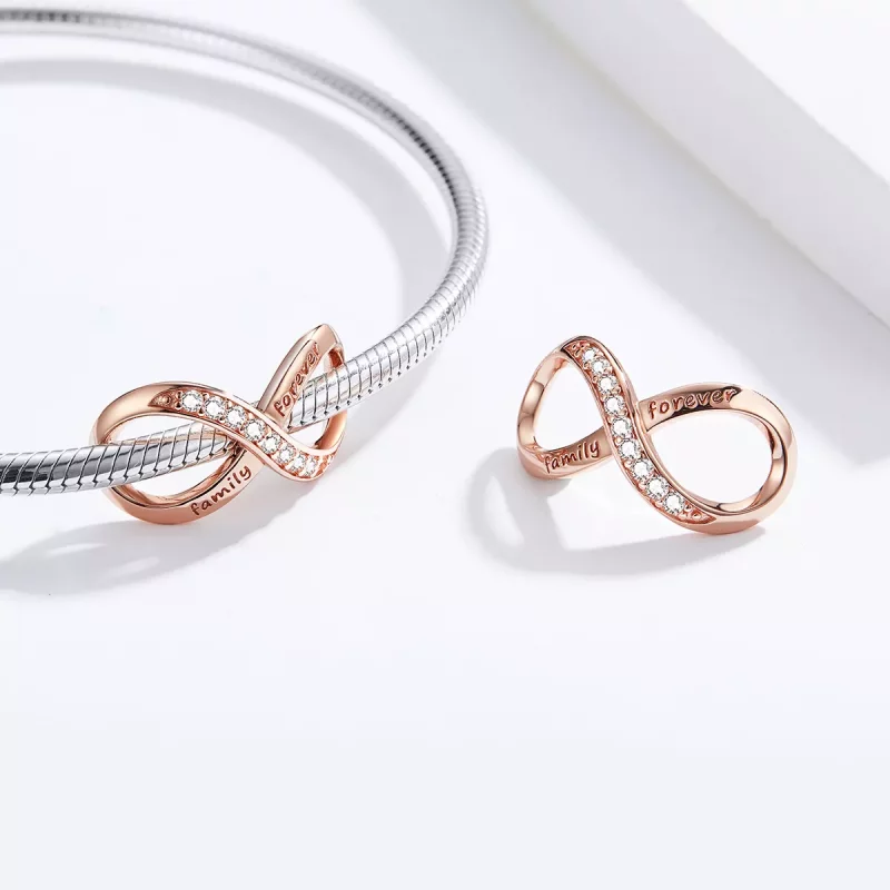 (imagen para) Charm estilo Pandora en oro rosa con símbolo de infinito - SCC1146-C - Ver 4