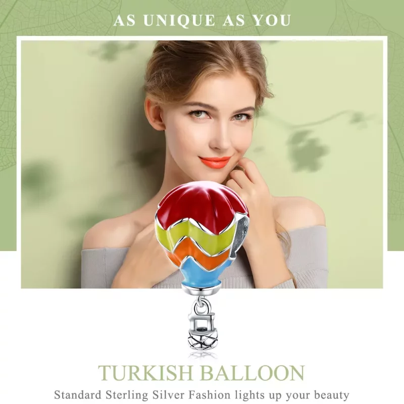 (imagen para) Charm estilo Pandora en plata con diseño de globos aerostáticos turcos - SCC867 - Ver 6