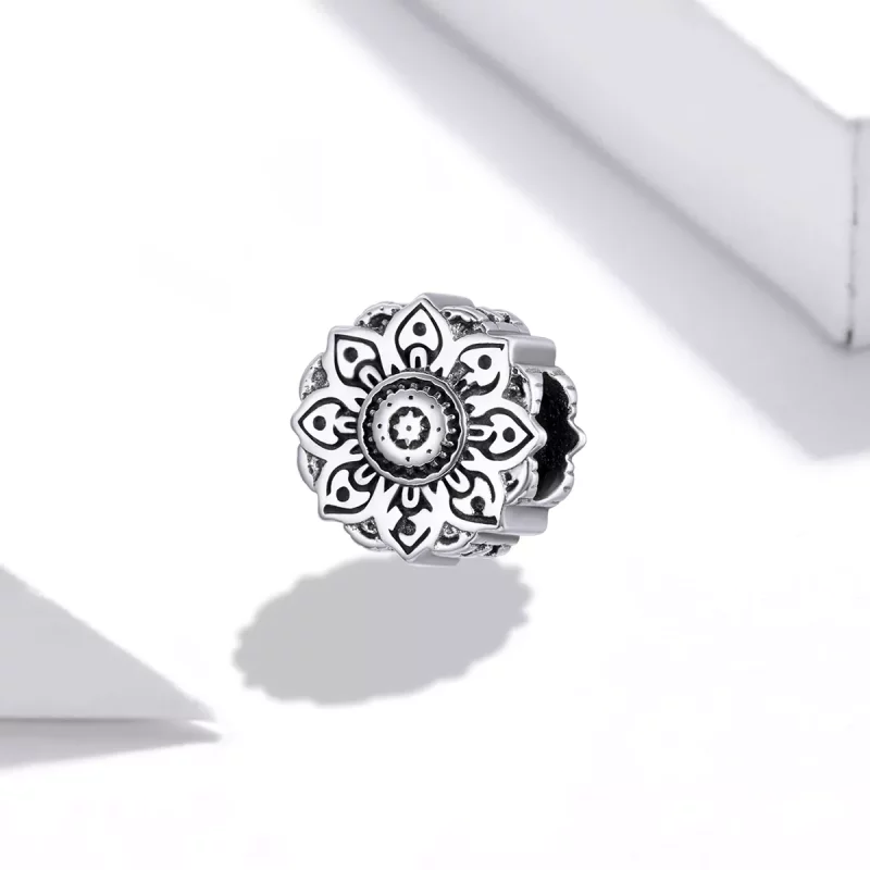 (imagen para) Charm estilo Pandora en plata con diseño de loto vintage - SCC1823 - Ver 2