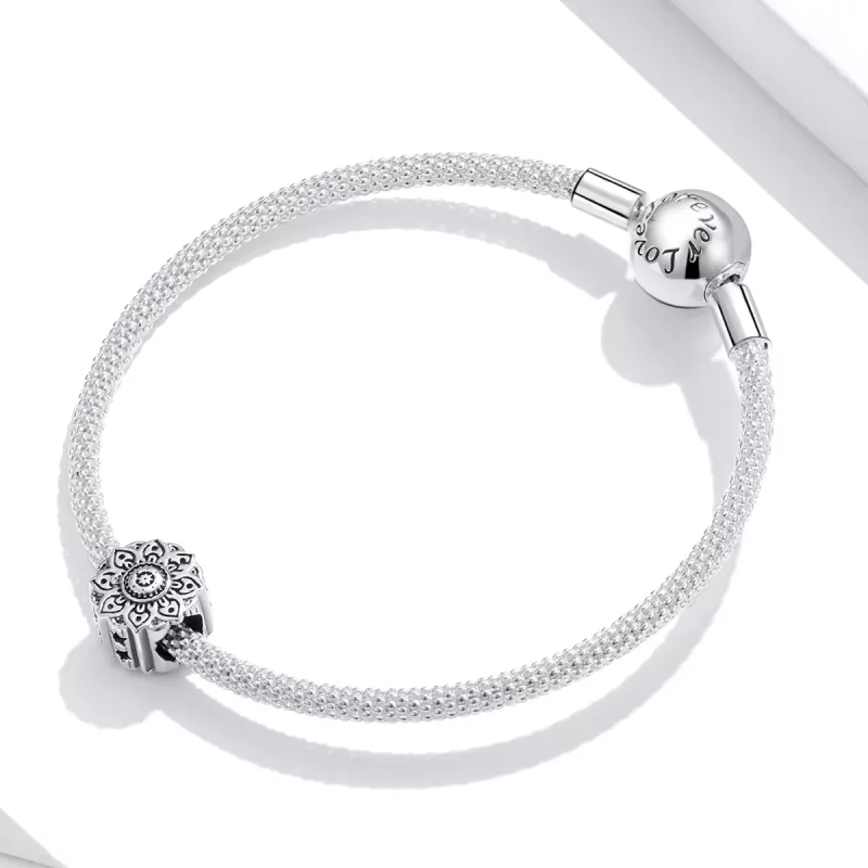(imagen para) Charm estilo Pandora en plata con diseño de loto vintage - SCC1823 - Ver 3