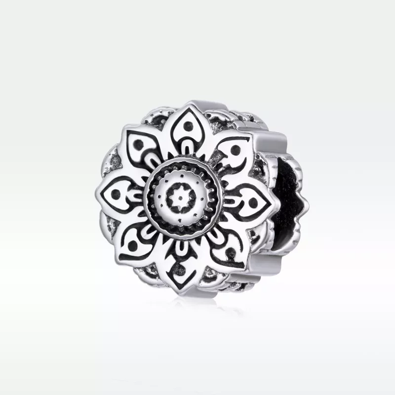 (imagen para) Charm estilo Pandora en plata con diseño de loto vintage - SCC1823 - Ver 5