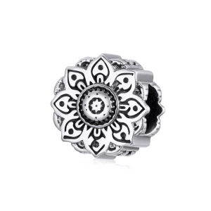 (imagen para) Charm estilo Pandora en plata con diseño de loto vintage - SCC1823