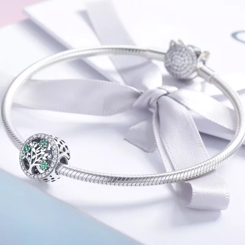 (imagen para) Charm estilo Pandora en plata con diseño de árbol de la vida - SCC919 - Ver 3