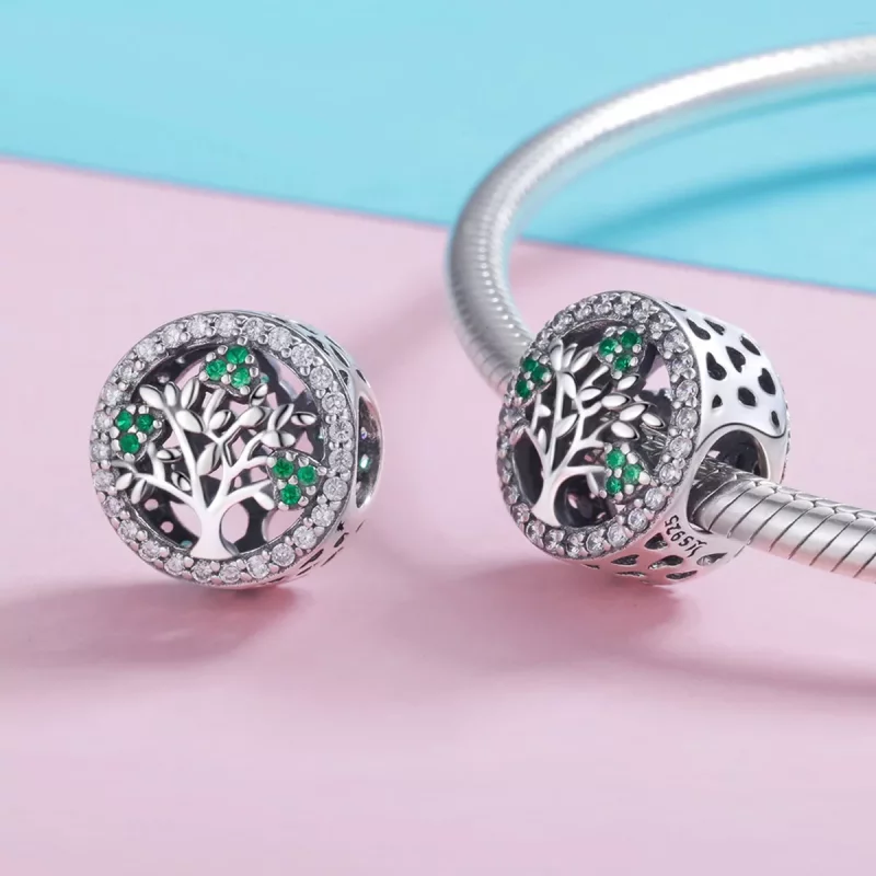 (imagen para) Charm estilo Pandora en plata con diseño de árbol de la vida - SCC919 - Ver 4