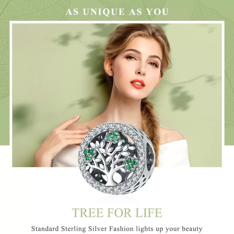 (imagen para) Charm estilo Pandora en plata con diseño de árbol de la vida - SCC919 - Ver 6
