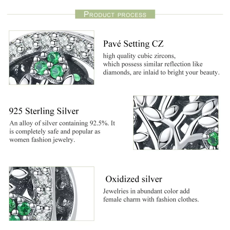 (imagen para) Charm estilo Pandora en plata con diseño de árbol de la vida - SCC919 - Ver 7