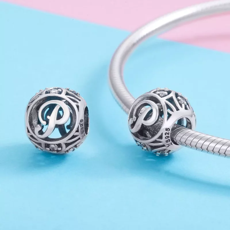 (imagen para) Charm Pandora con estilo de letra P - SCC738-P - Ver 3