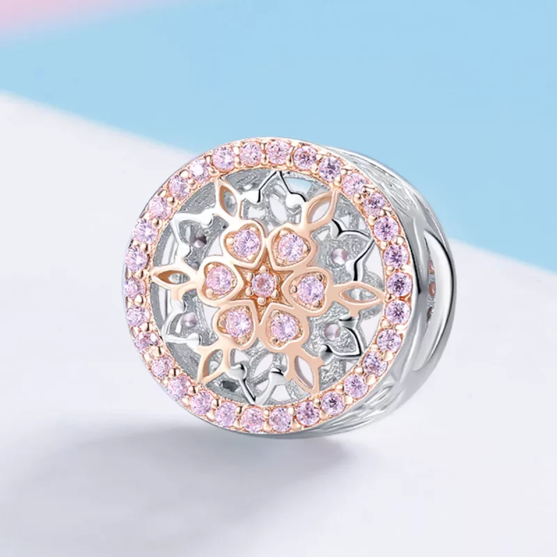 (imagen para) Charm Pandora de estilo dos tonos con brote floreciente - SCC923 - Ver 2