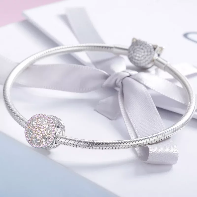 (imagen para) Charm Pandora de estilo dos tonos con brote floreciente - SCC923 - Ver 3