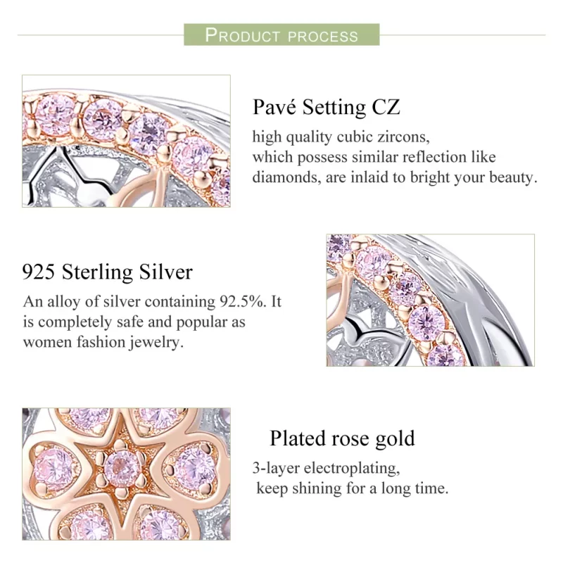 (imagen para) Charm Pandora de estilo dos tonos con brote floreciente - SCC923 - Ver 7