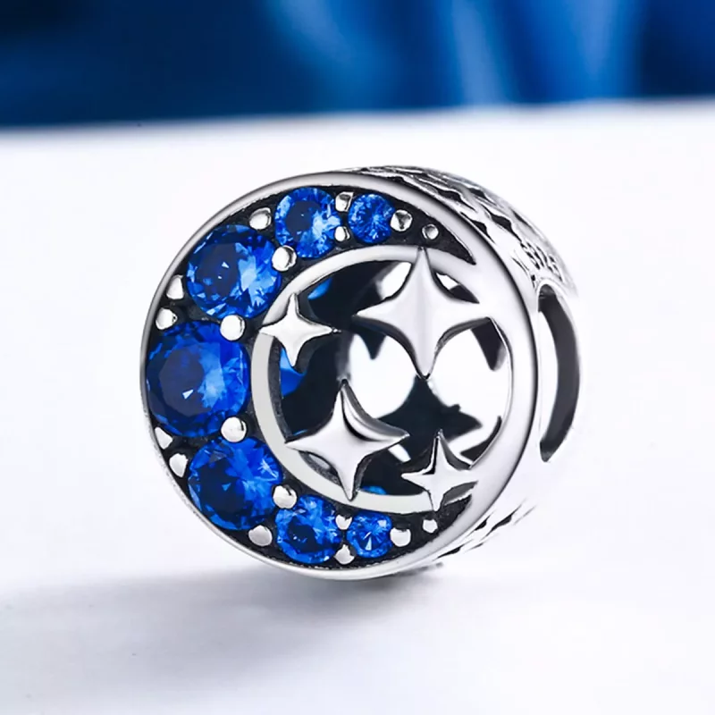 (imagen para) Charm Pandora de Estilo Plata con Estrella y Luna Mítica - SCC184 - Ver 3