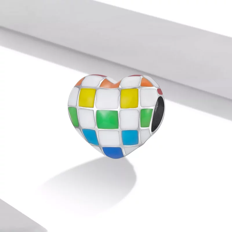 (imagen para) Charm Pandora estilo amor arcoíris cuadriculado - SCC2131 - Ver 2