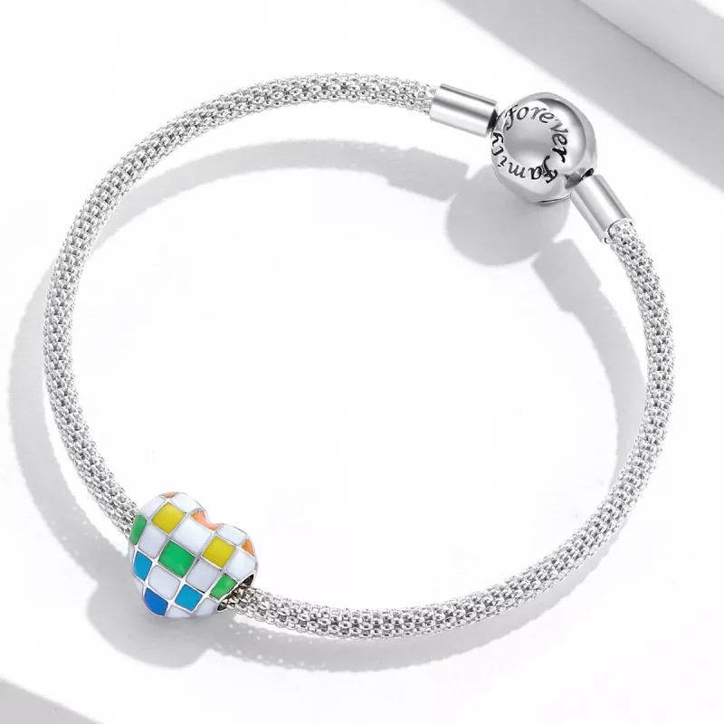 (imagen para) Charm Pandora estilo amor arcoíris cuadriculado - SCC2131 - Ver 3
