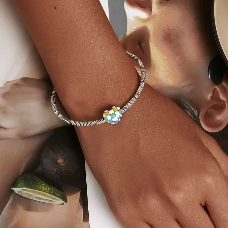 (imagen para) Charm Pandora estilo amor arcoíris cuadriculado - SCC2131 - Ver 5