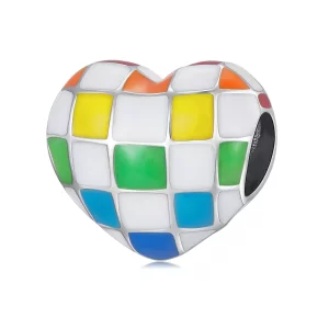 (imagen para) Charm Pandora estilo amor arcoíris cuadriculado - SCC2131