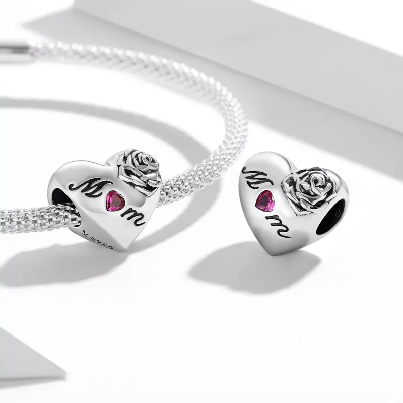 (imagen para) Charm Pandora estilo corazón rosa - SCC2072 - Ver 4