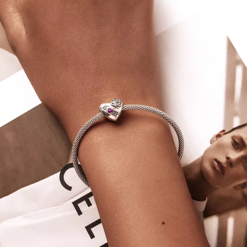 (imagen para) Charm Pandora estilo corazón rosa - SCC2072 - Ver 5