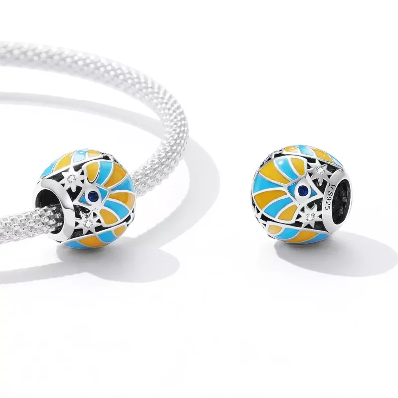(imagen para) Charm Pandora estilo de hombre con ojos de estrella de colores contrastantes - S - Ver 4