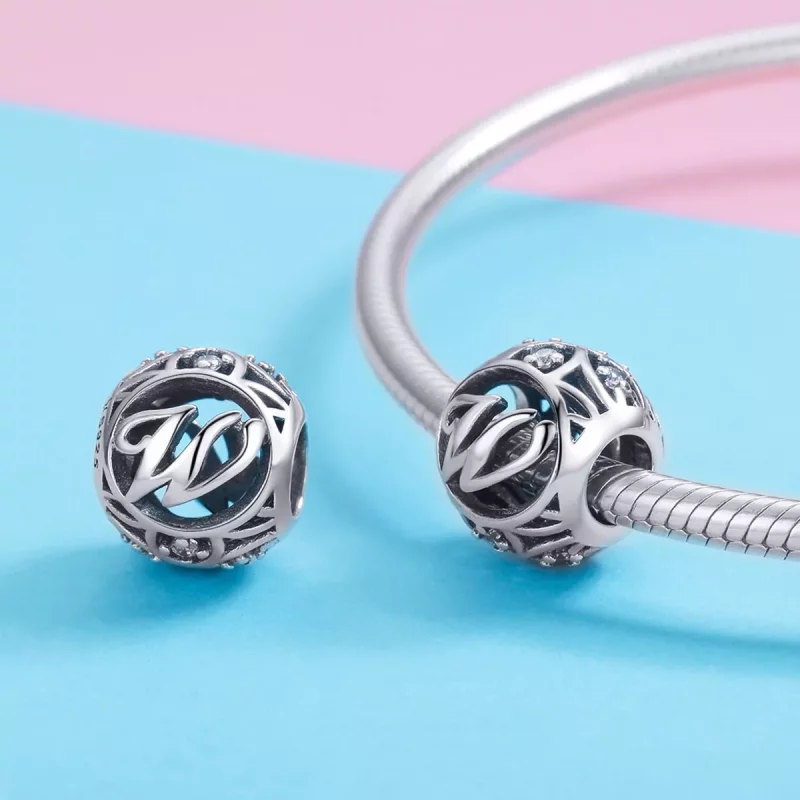 (imagen para) Charm Pandora estilo letra W - SCC738-W - Ver 3
