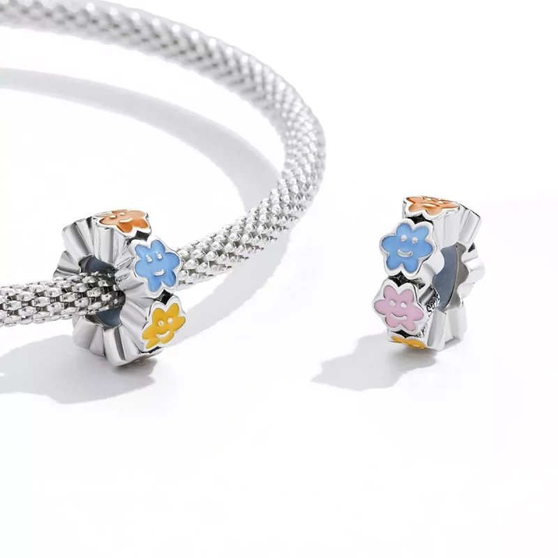(imagen para) Charm Pandora Estilo Nube Colorida con Carita Sonriente - SCC2188 - Ver 3