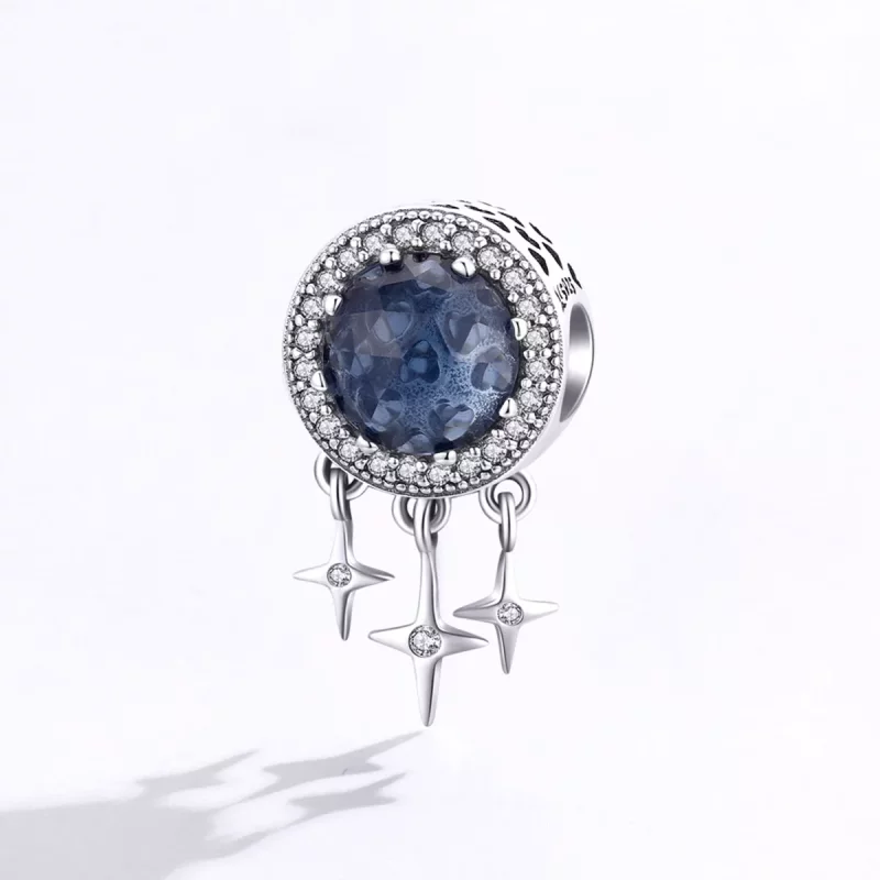 (imagen para) Charm Pandora estilo plata con estrella azul - SCC1432 - Ver 2