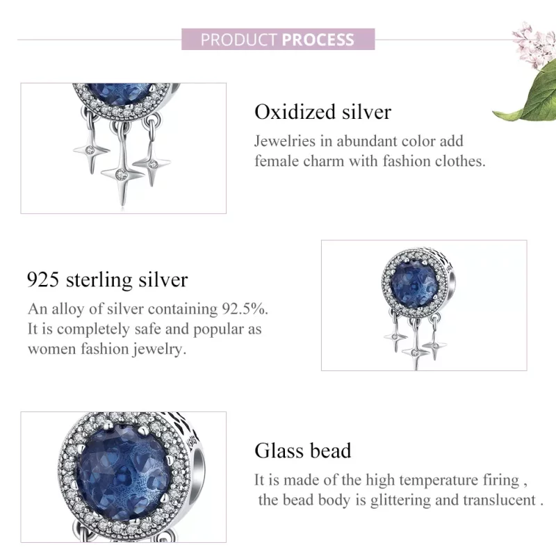 (imagen para) Charm Pandora estilo plata con estrella azul - SCC1432 - Ver 8