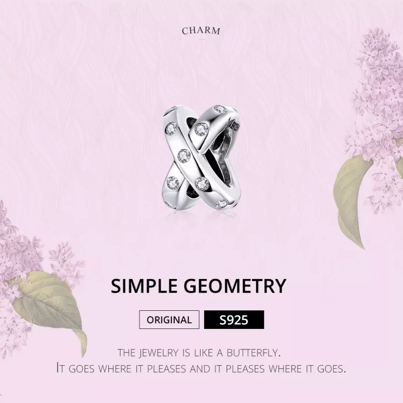 (imagen para) Charm Pandora estilo plata de geometría simple - SCC1515 - Ver 6