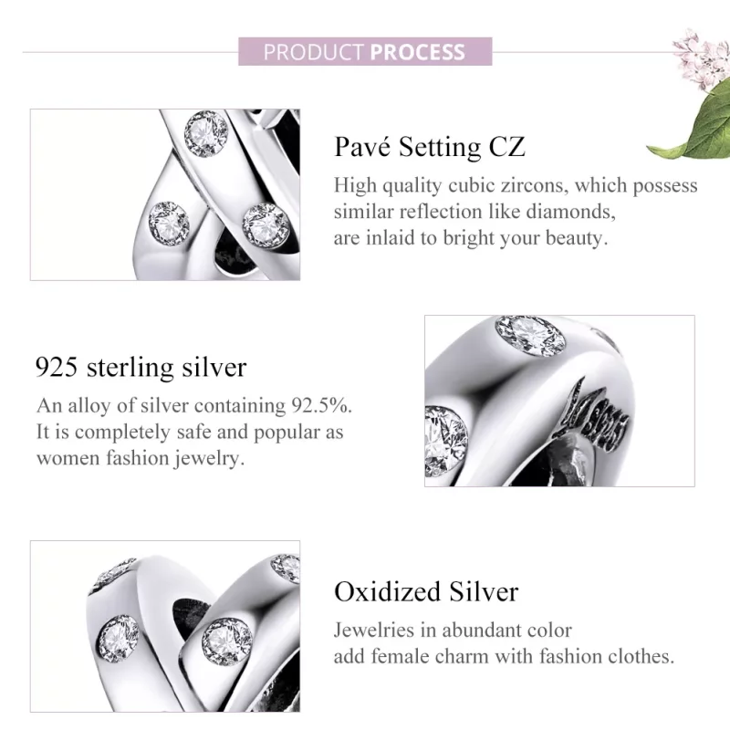 (imagen para) Charm Pandora estilo plata de geometría simple - SCC1515 - Ver 8