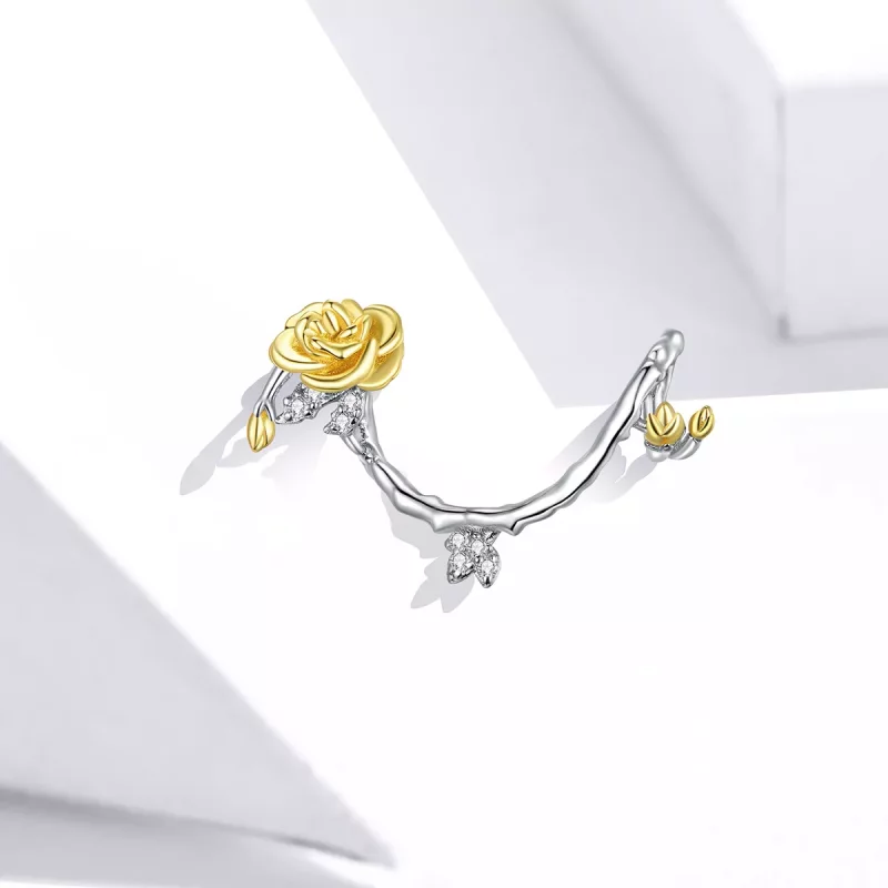 (imagen para) Charm Pandora estilo Vides de Rosas Bicolor de Dos Tonos - BSC322 - Ver 2