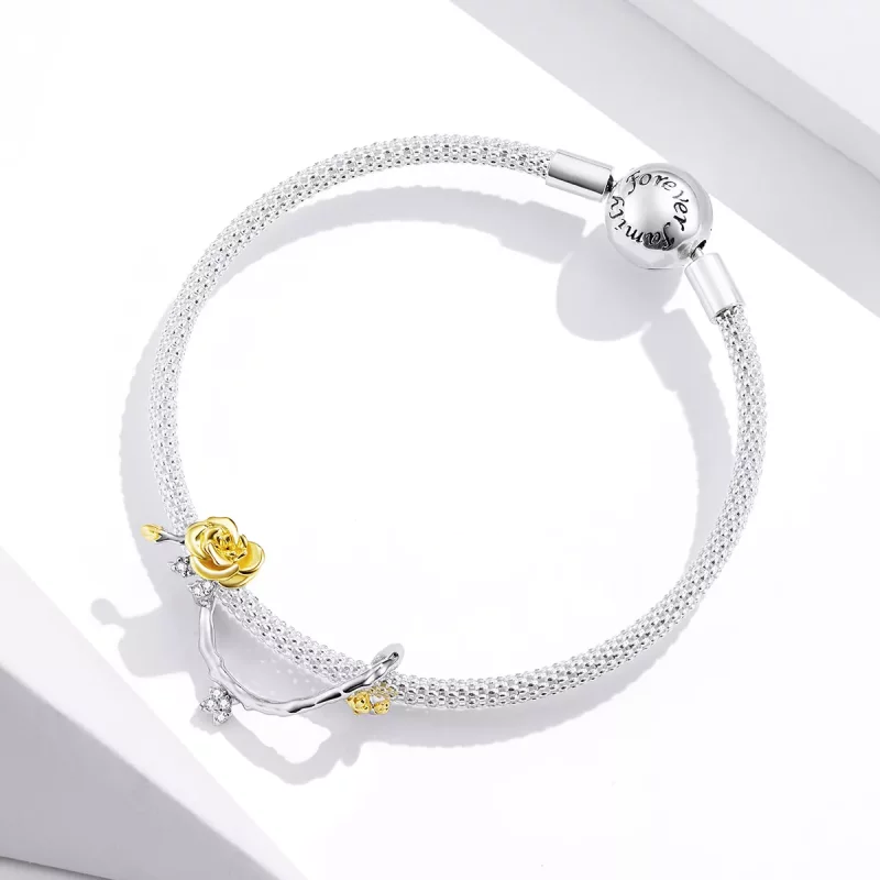 (imagen para) Charm Pandora estilo Vides de Rosas Bicolor de Dos Tonos - BSC322 - Ver 3