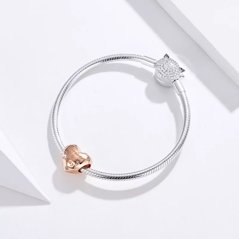 (imagen para) Charm Pandora Forever & Always en estilo oro rosa - SCC1223 - Ver 4