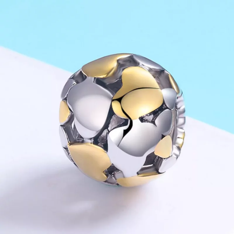 (imagen para) Charm Pandora Style bicolor de dos tonos "Mi corazón está brillante" - SCC537 - Ver 3