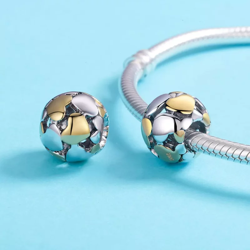 (imagen para) Charm Pandora Style bicolor de dos tonos "Mi corazón está brillante" - SCC537 - Ver 5
