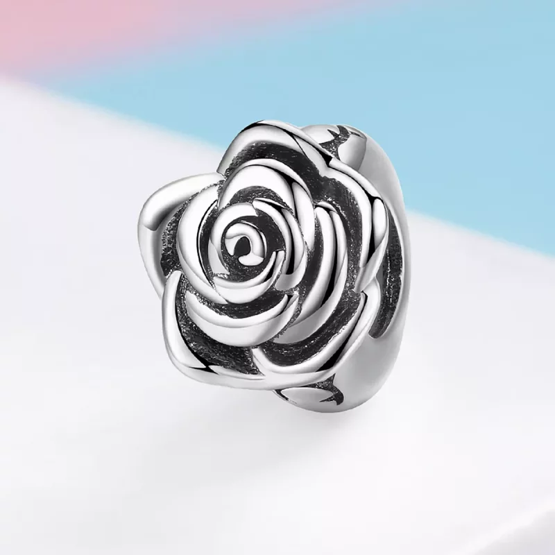 (imagen para) Charm Pandora Style Plata Blanco Rosa - SCC1101 - Ver 2