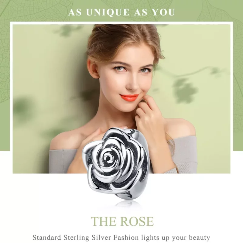 (imagen para) Charm Pandora Style Plata Blanco Rosa - SCC1101 - Ver 6