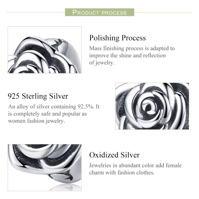 (imagen para) Charm Pandora Style Plata Blanco Rosa - SCC1101 - Ver 7
