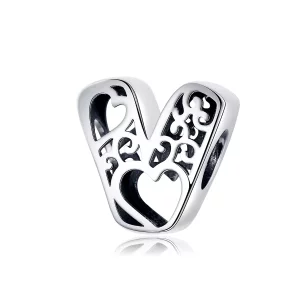 (imagen para) Charm Plata Estilo Pandora con Letra Mágica V - SCC1229-V