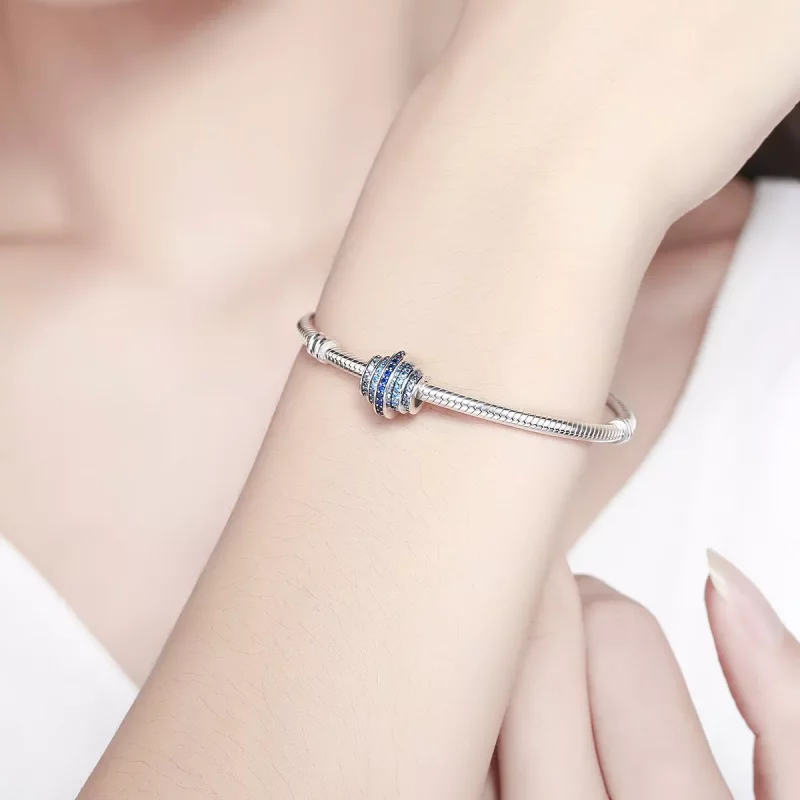 (imagen para) Charm Rítmico Azul Plateado al Estilo Pandora - SCC129 - Ver 2